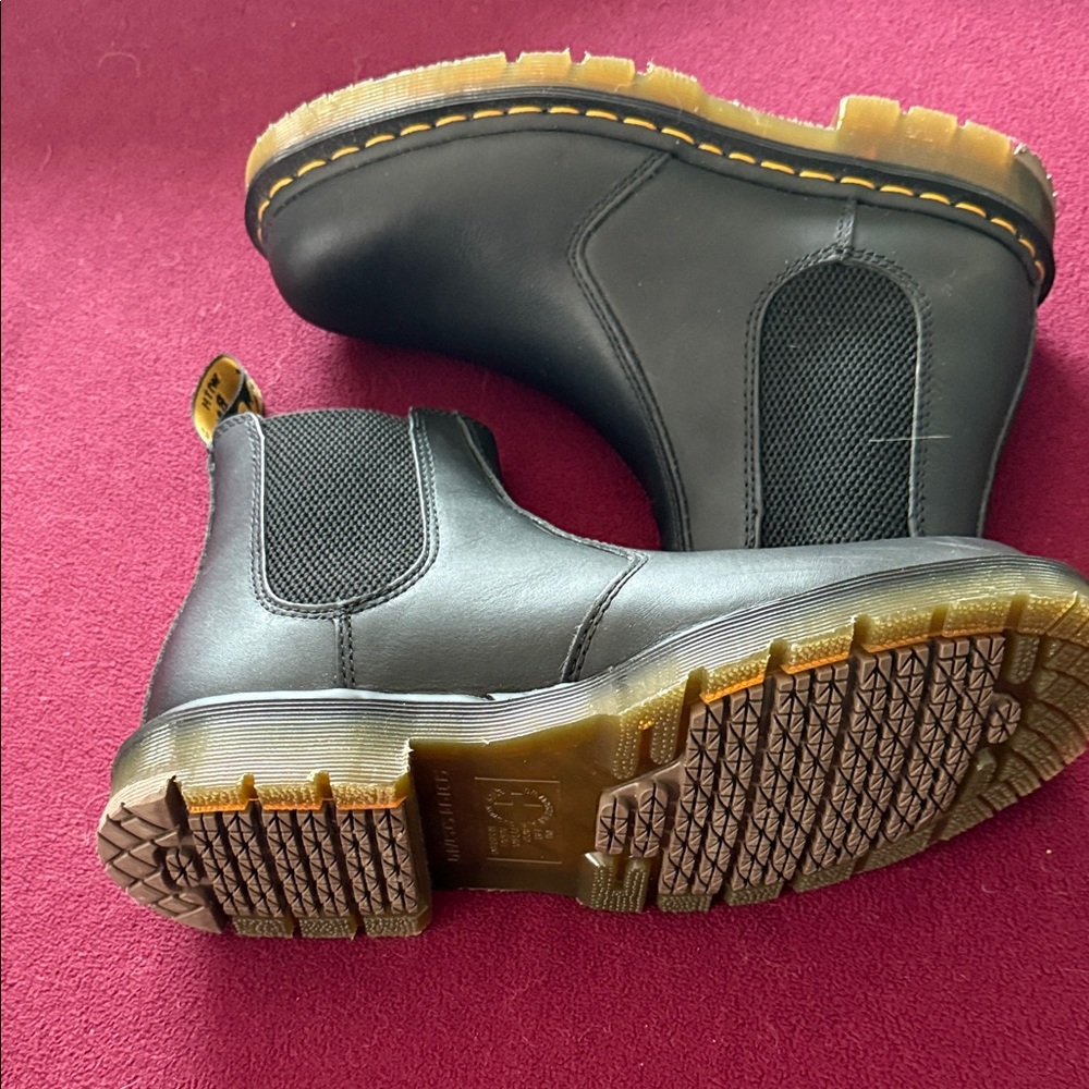 Dr. Martens Black Chelsea Boots with Yellow Accents